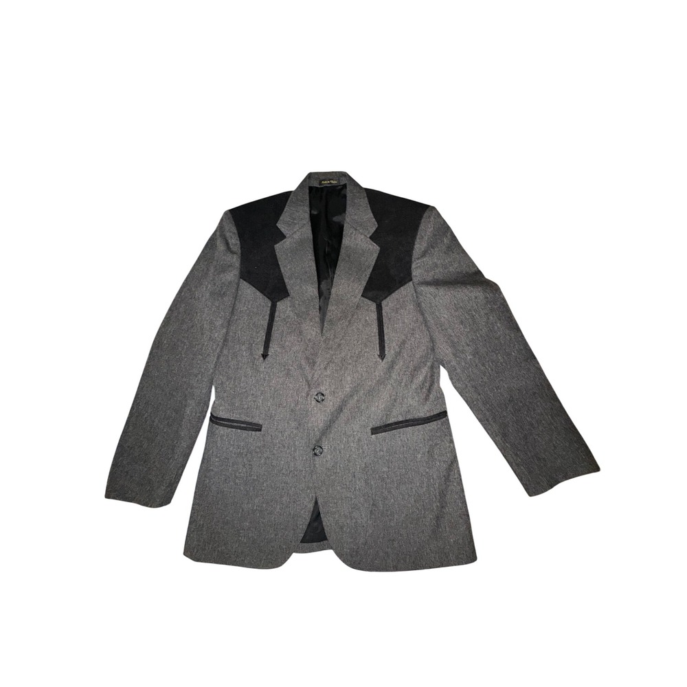 Circle S Dallas Texas Mens Western Blazer Grey Black Yoke Sport Coat 40R